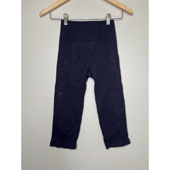 Lululemon Free to Flow Purple Speckled Seamless Crop Legging Size 4 Yoga - Picture 4 of 4